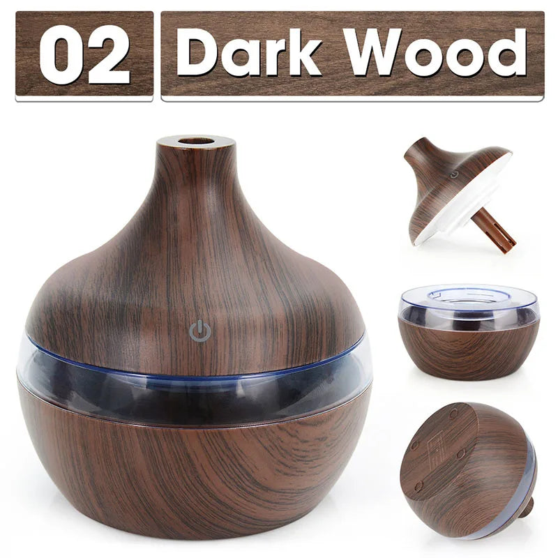 300ML Air Humidifier Essential Oil Aroma Diffuser Home Ultrasonic Wood Grain Humidificador USB Mist Maker Umidificador Purifier
