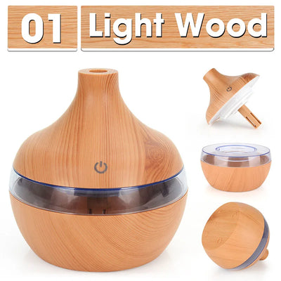 300ML Air Humidifier Essential Oil Aroma Diffuser Home Ultrasonic Wood Grain Humidificador USB Mist Maker Umidificador Purifier