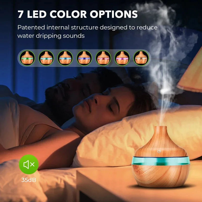 300ML Air Humidifier Essential Oil Aroma Diffuser Home Ultrasonic Wood Grain Humidificador USB Mist Maker Umidificador Purifier