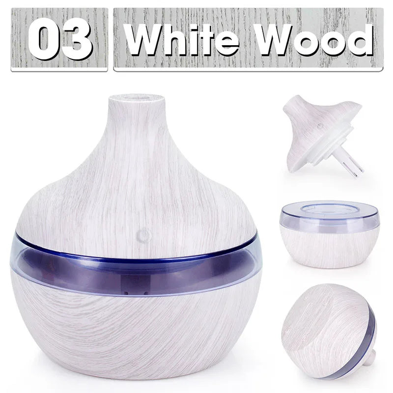 300ML Air Humidifier Essential Oil Aroma Diffuser Home Ultrasonic Wood Grain Humidificador USB Mist Maker Umidificador Purifier