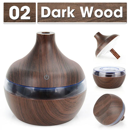 300ML Air Humidifier Essential Oil Aroma Diffuser Home Ultrasonic Wood Grain Humidificador USB Mist Maker Umidificador Purifier